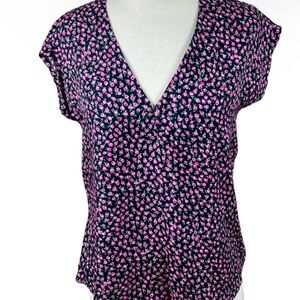 Rebecca Taylor Black Wild Rose Silk Top